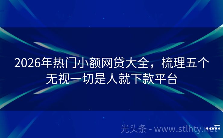 2026年热门小额网贷大全，梳理五个无视一切是人就下款平台