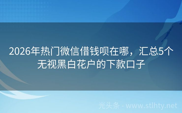 2026年热门微信借钱呗在哪，汇总5个无视黑白花户的下款口子