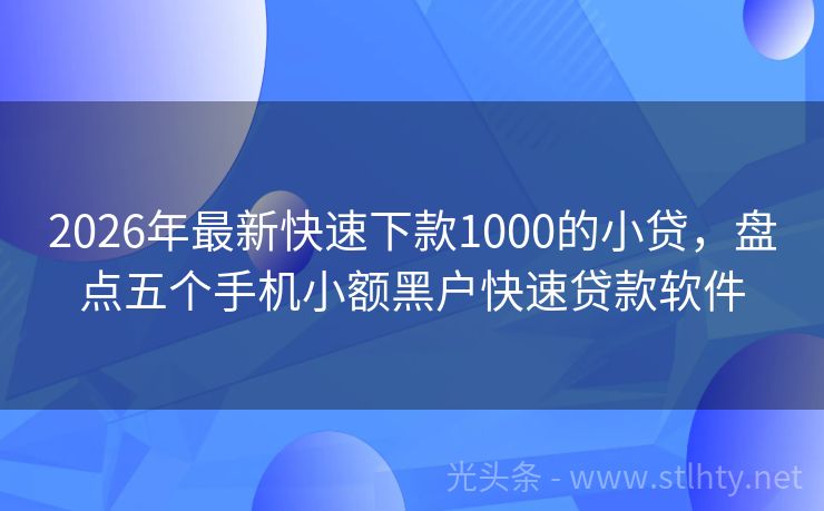 2026年最新快速下款1000的小贷，盘点五个手机小额黑户快速贷款软件