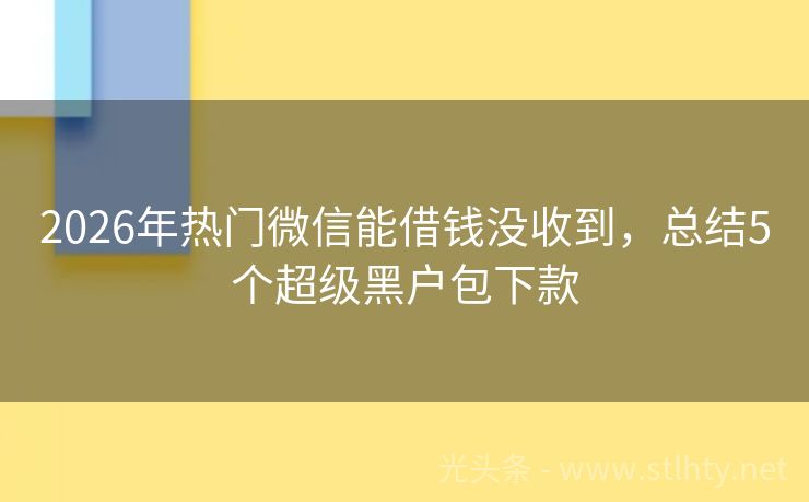2026年热门微信能借钱没收到，总结5个超级黑户包下款
