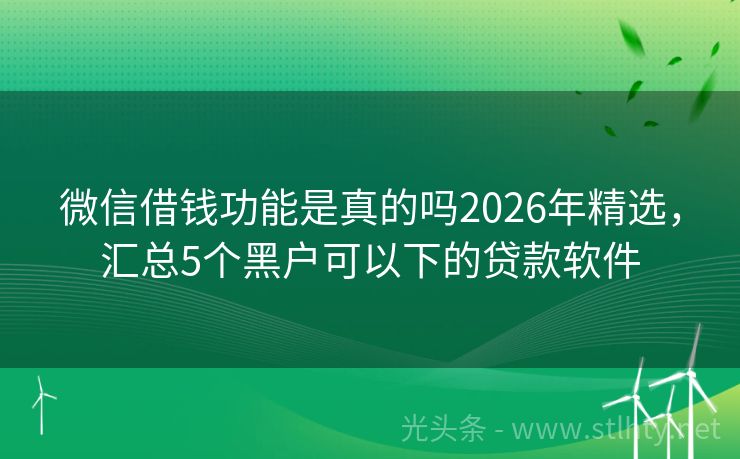 微信借钱功能是真的吗2026年精选，汇总5个黑户可以下的贷款软件