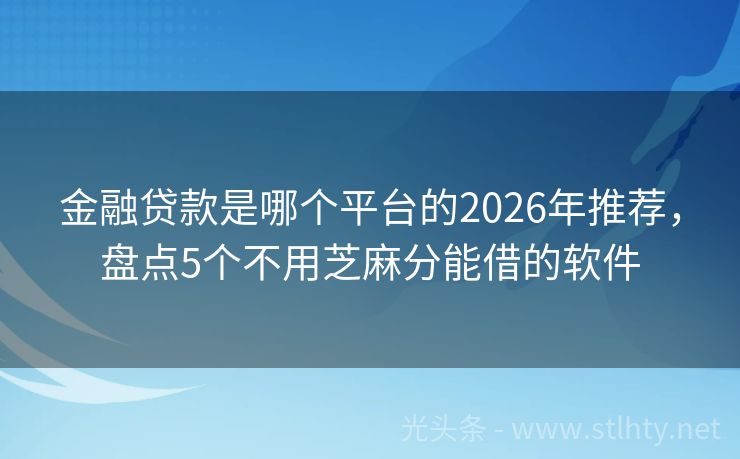 金融贷款是哪个平台的2026年推荐，盘点5个不用芝麻分能借的软件