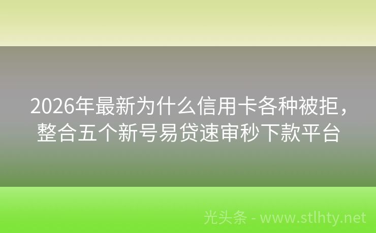 2026年最新为什么信用卡各种被拒，整合五个新号易贷速审秒下款平台