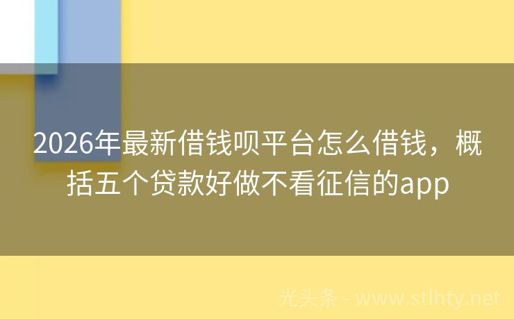 2026年最新借钱呗平台怎么借钱，概括五个贷款好做不看征信的app