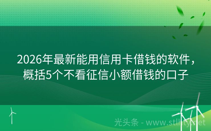 2026年最新能用信用卡借钱的软件，概括5个不看征信小额借钱的口子