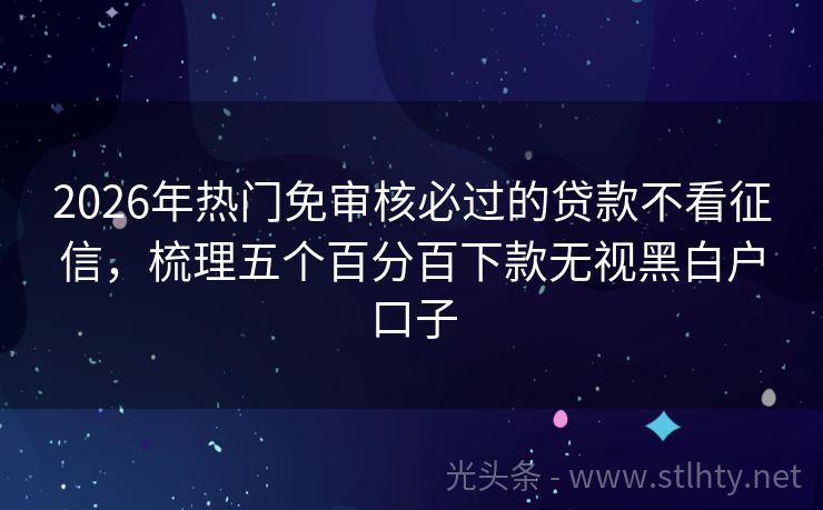 2026年热门免审核必过的贷款不看征信，梳理五个百分百下款无视黑白户口子