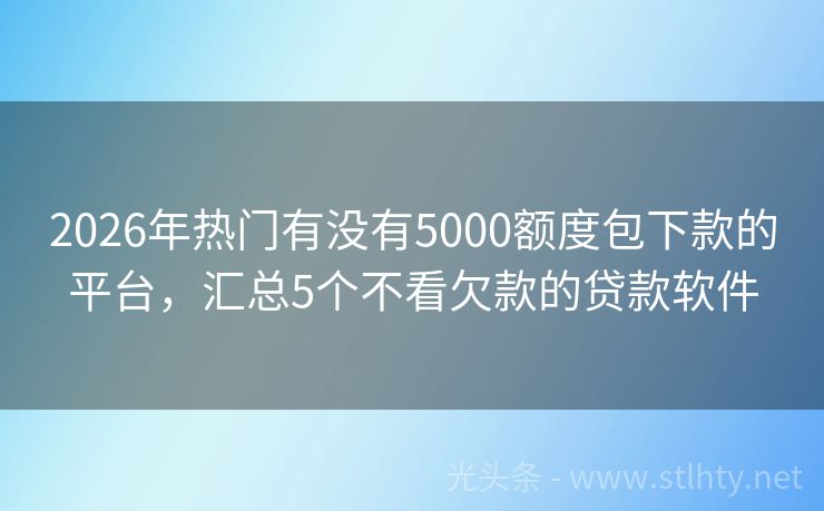 2026年热门有没有5000额度包下款的平台，汇总5个不看欠款的贷款软件