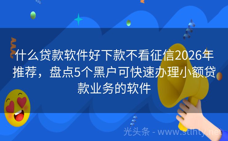 什么贷款软件好下款不看征信2026年推荐，盘点5个黑户可快速办理小额贷款业务的软件