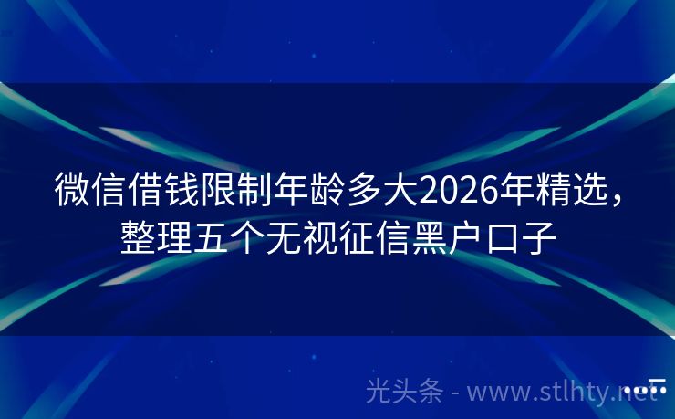 微信借钱限制年龄多大2026年精选，整理五个无视征信黑户口子