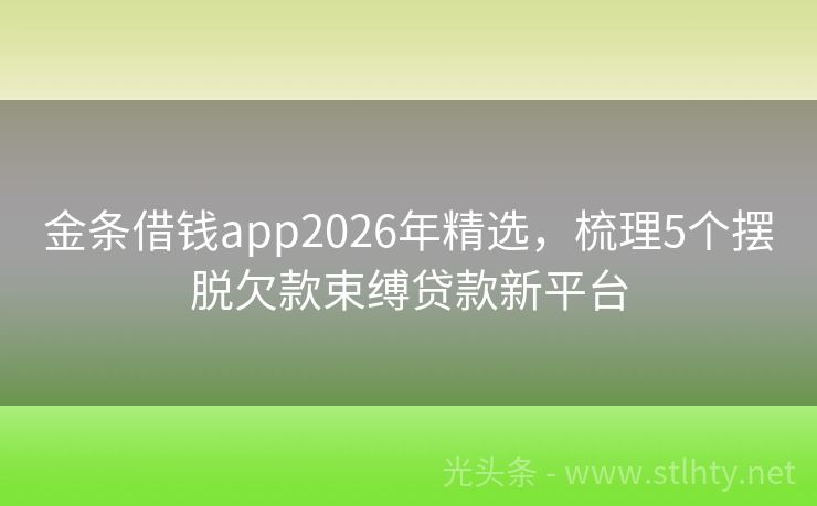 金条借钱app2026年精选，梳理5个摆脱欠款束缚贷款新平台