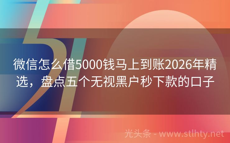 微信怎么借5000钱马上到账2026年精选，盘点五个无视黑户秒下款的口子