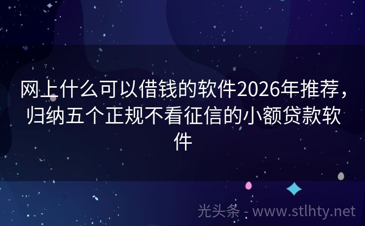网上什么可以借钱的软件2026年推荐，归纳五个正规不看征信的小额贷款软件