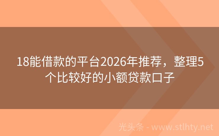 18能借款的平台2026年推荐，整理5个比较好的小额贷款口子