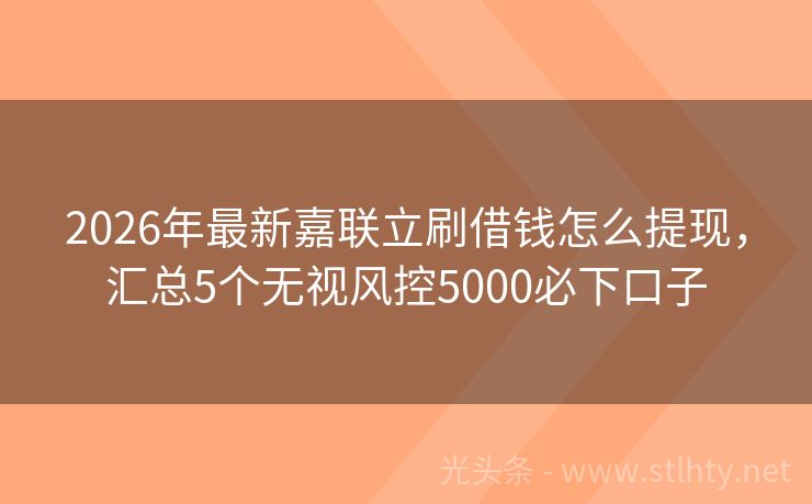 2026年最新嘉联立刷借钱怎么提现，汇总5个无视风控5000必下口子