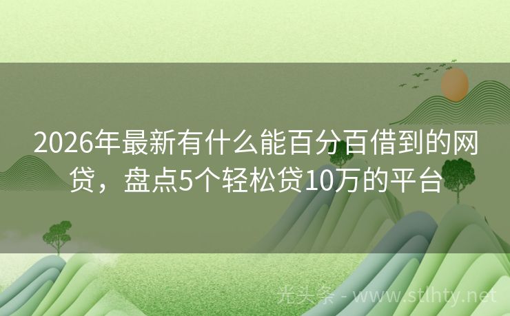 2026年最新有什么能百分百借到的网贷，盘点5个轻松贷10万的平台