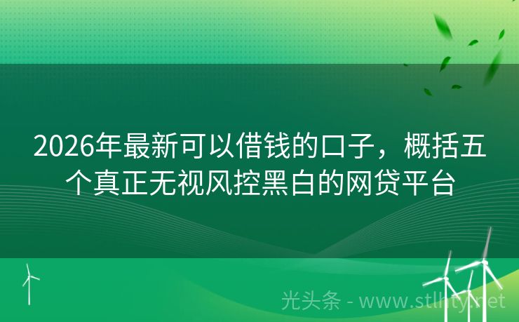 2026年最新可以借钱的口子，概括五个真正无视风控黑白的网贷平台
