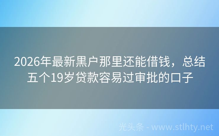 2026年最新黒户那里还能借钱，总结五个19岁贷款容易过审批的口子