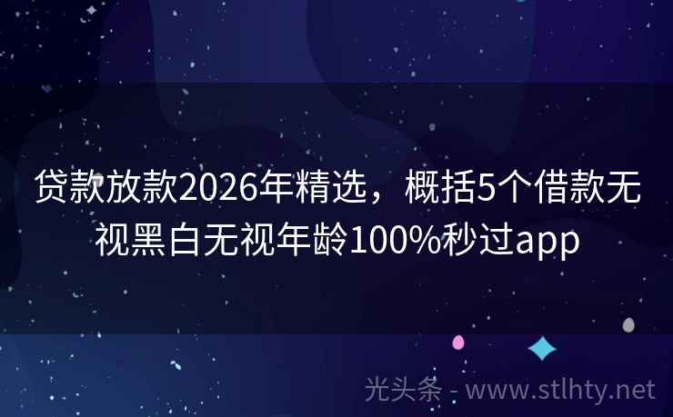 贷款放款2026年精选，概括5个借款无视黑白无视年龄100%秒过app