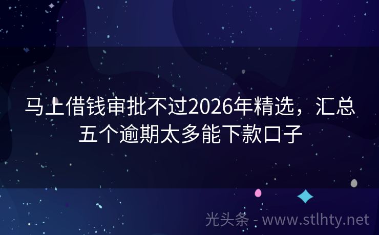 马上借钱审批不过2026年精选，汇总五个逾期太多能下款口子