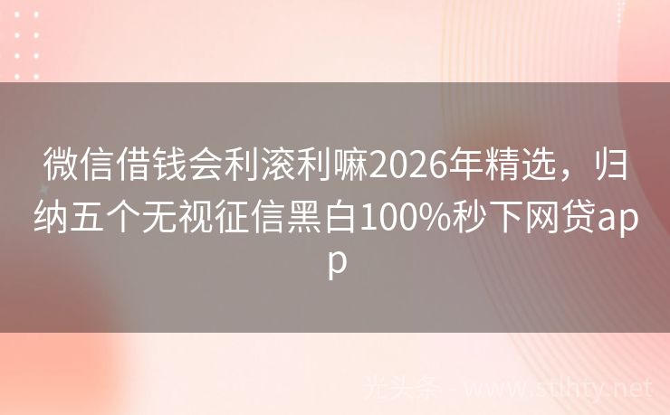 微信借钱会利滚利嘛2026年精选，归纳五个无视征信黑白100%秒下网贷app