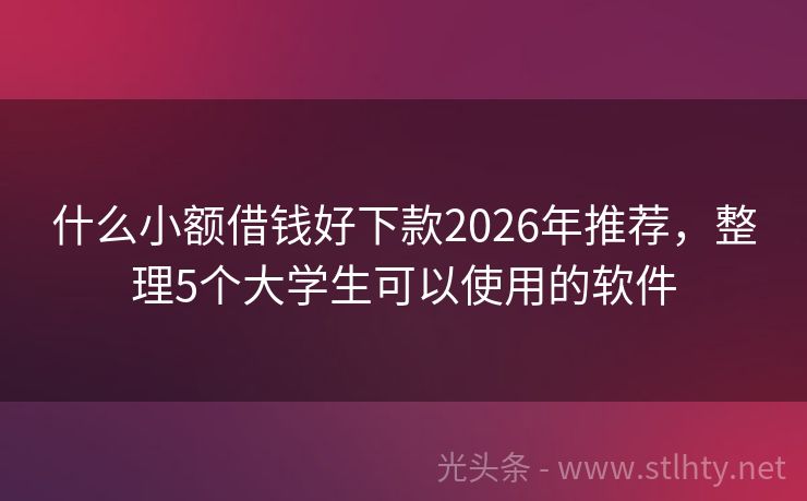 什么小额借钱好下款2026年推荐，整理5个大学生可以使用的软件