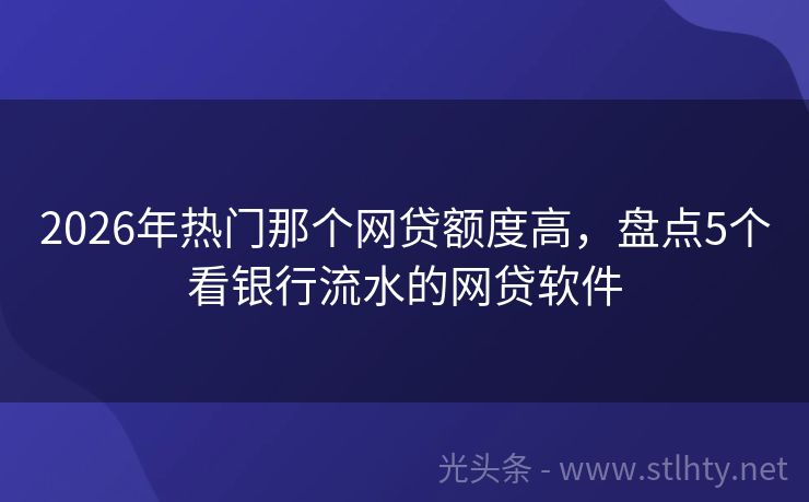 2026年热门那个网贷额度高，盘点5个看银行流水的网贷软件
