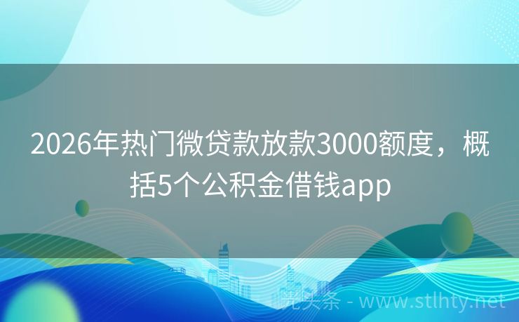 2026年热门微贷款放款3000额度，概括5个公积金借钱app