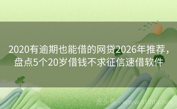 2020有逾期也能借的网贷2026年推荐，盘点5个20岁借钱不求征信速借软件