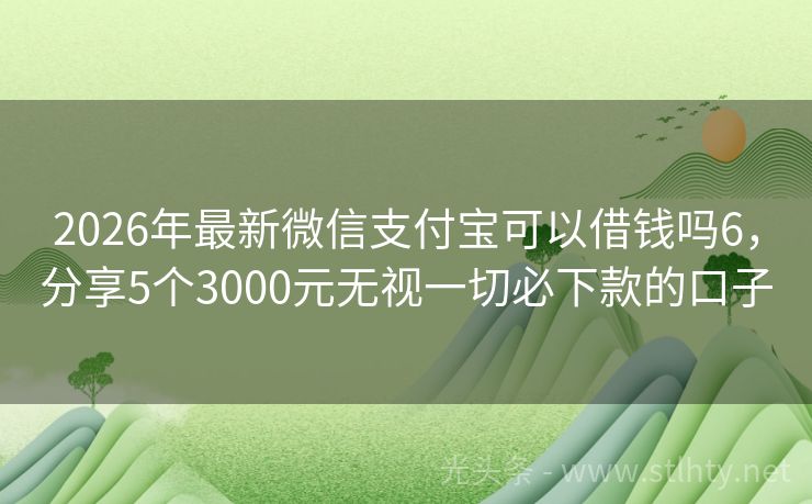 2026年最新微信支付宝可以借钱吗6，分享5个3000元无视一切必下款的口子