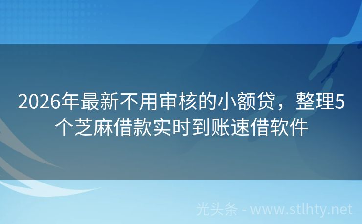 2026年最新不用审核的小额贷，整理5个芝麻借款实时到账速借软件