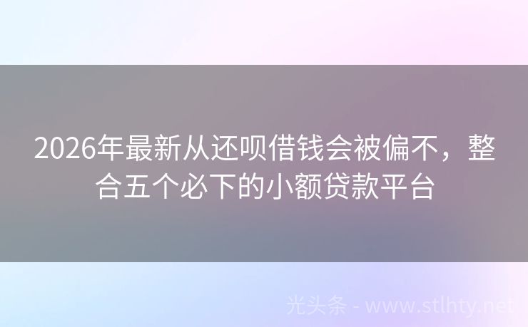 2026年最新从还呗借钱会被偏不，整合五个必下的小额贷款平台