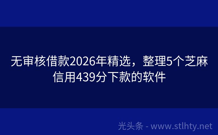 无审核借款2026年精选，整理5个芝麻信用439分下款的软件