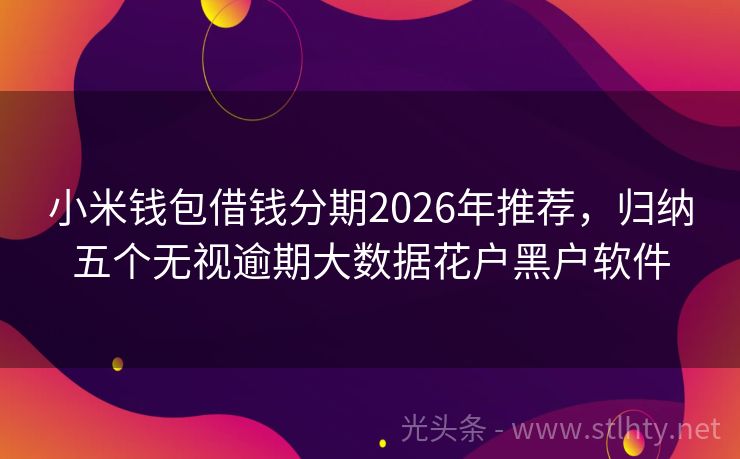小米钱包借钱分期2026年推荐，归纳五个无视逾期大数据花户黑户软件
