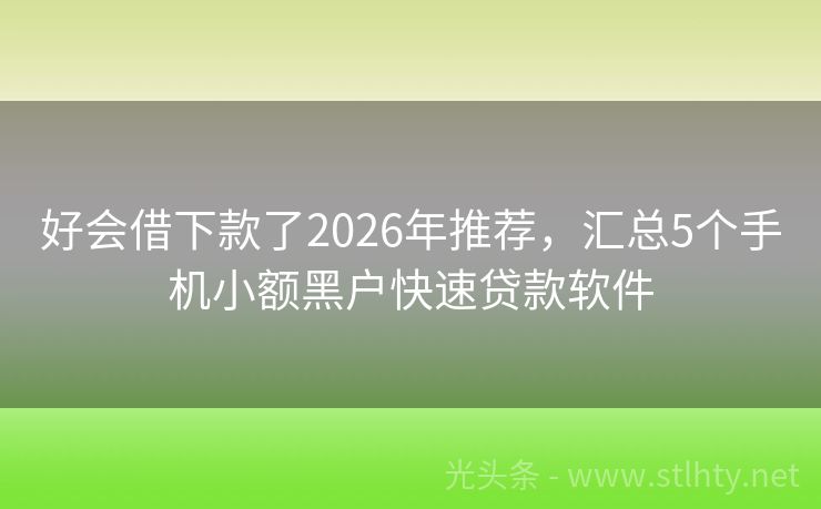 好会借下款了2026年推荐，汇总5个手机小额黑户快速贷款软件