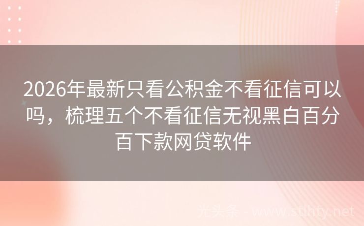 2026年最新只看公积金不看征信可以吗，梳理五个不看征信无视黑白百分百下款网贷软件