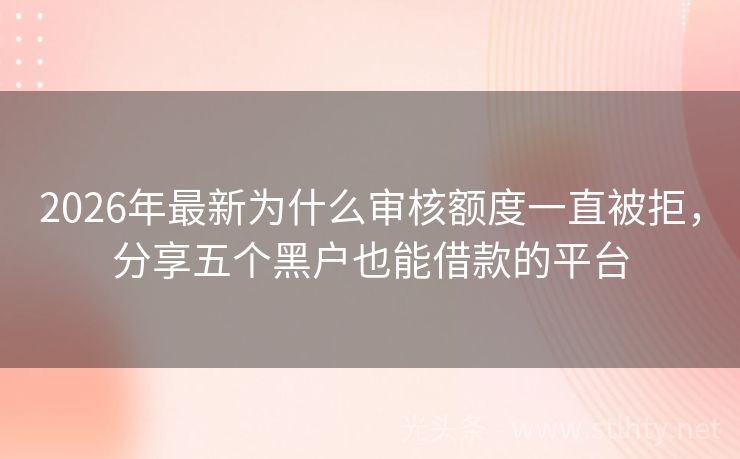 2026年最新为什么审核额度一直被拒，分享五个黑户也能借款的平台