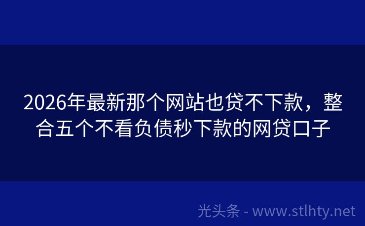 2026年最新那个网站也贷不下款，整合五个不看负债秒下款的网贷口子