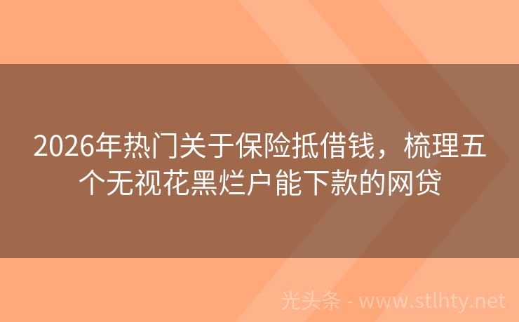 2026年热门关于保险抵借钱，梳理五个无视花黑烂户能下款的网贷