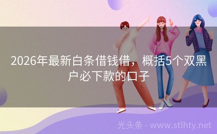 2026年最新白条借钱借，概括5个双黑户必下款的口子