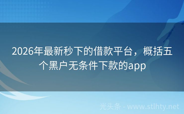 2026年最新秒下的借款平台，概括五个黑户无条件下款的app