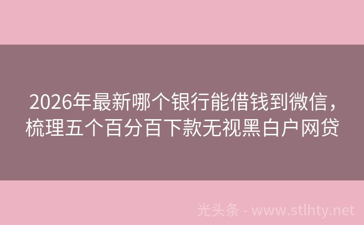 2026年最新哪个银行能借钱到微信，梳理五个百分百下款无视黑白户网贷