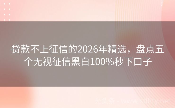 贷款不上征信的2026年精选，盘点五个无视征信黑白100%秒下口子