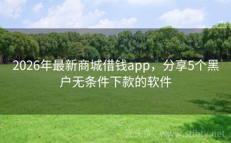 2026年最新商城借钱app，分享5个黑户无条件下款的软件