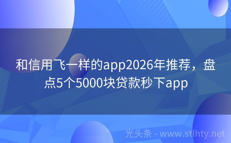 和信用飞一样的app2026年推荐，盘点5个5000块贷款秒下app