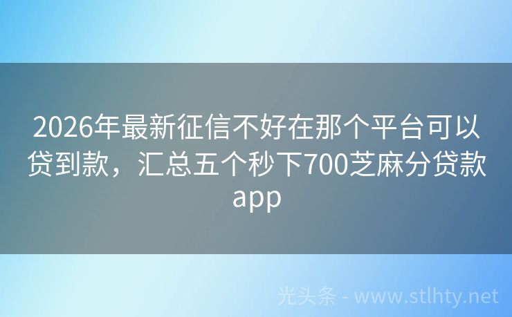 2026年最新征信不好在那个平台可以贷到款，汇总五个秒下700芝麻分贷款app