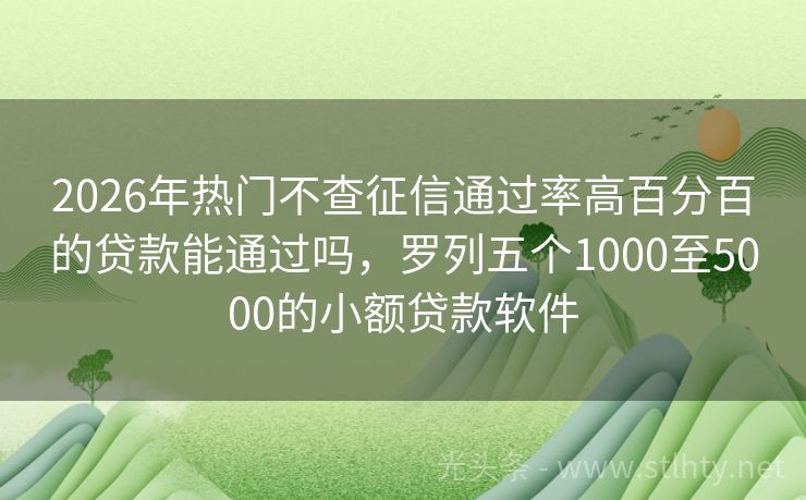 2026年热门不查征信通过率高百分百的贷款能通过吗，罗列五个1000至5000的小额贷款软件