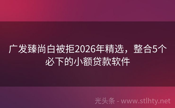 广发臻尚白被拒2026年精选，整合5个必下的小额贷款软件