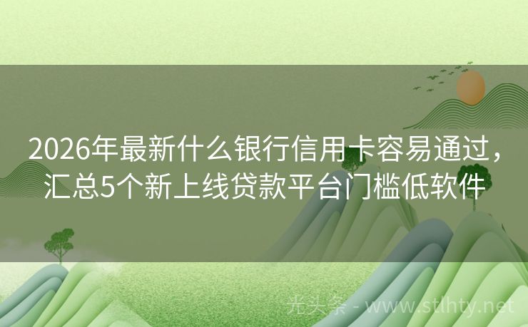 2026年最新什么银行信用卡容易通过，汇总5个新上线贷款平台门槛低软件