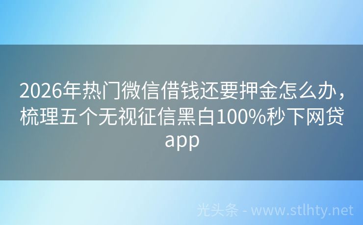 2026年热门微信借钱还要押金怎么办，梳理五个无视征信黑白100%秒下网贷app