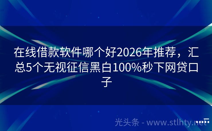 在线借款软件哪个好2026年推荐，汇总5个无视征信黑白100%秒下网贷口子